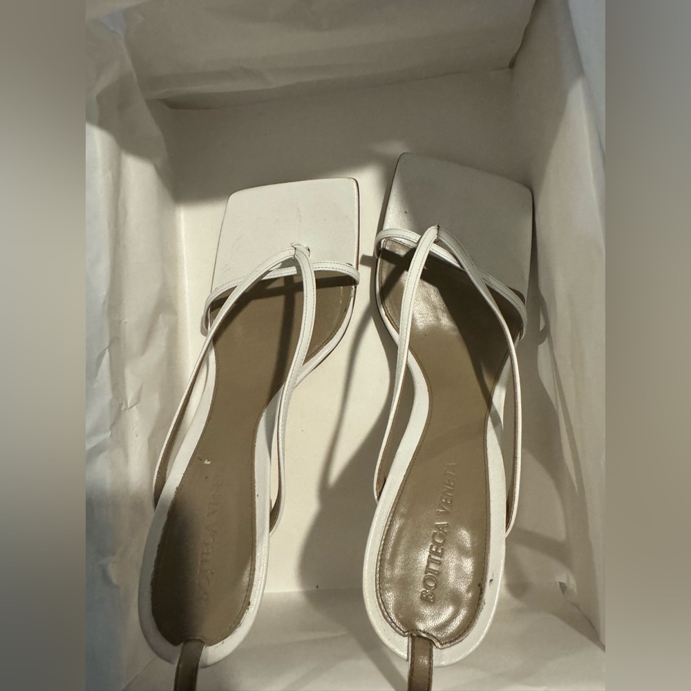 Bottega Veneta optic white stretch sandals